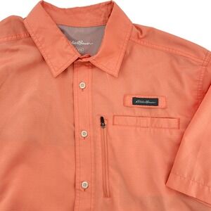 Eddie Bauer Fishing Shirt Mens XL Coral Ventilated Short Sleeve Ripstop
